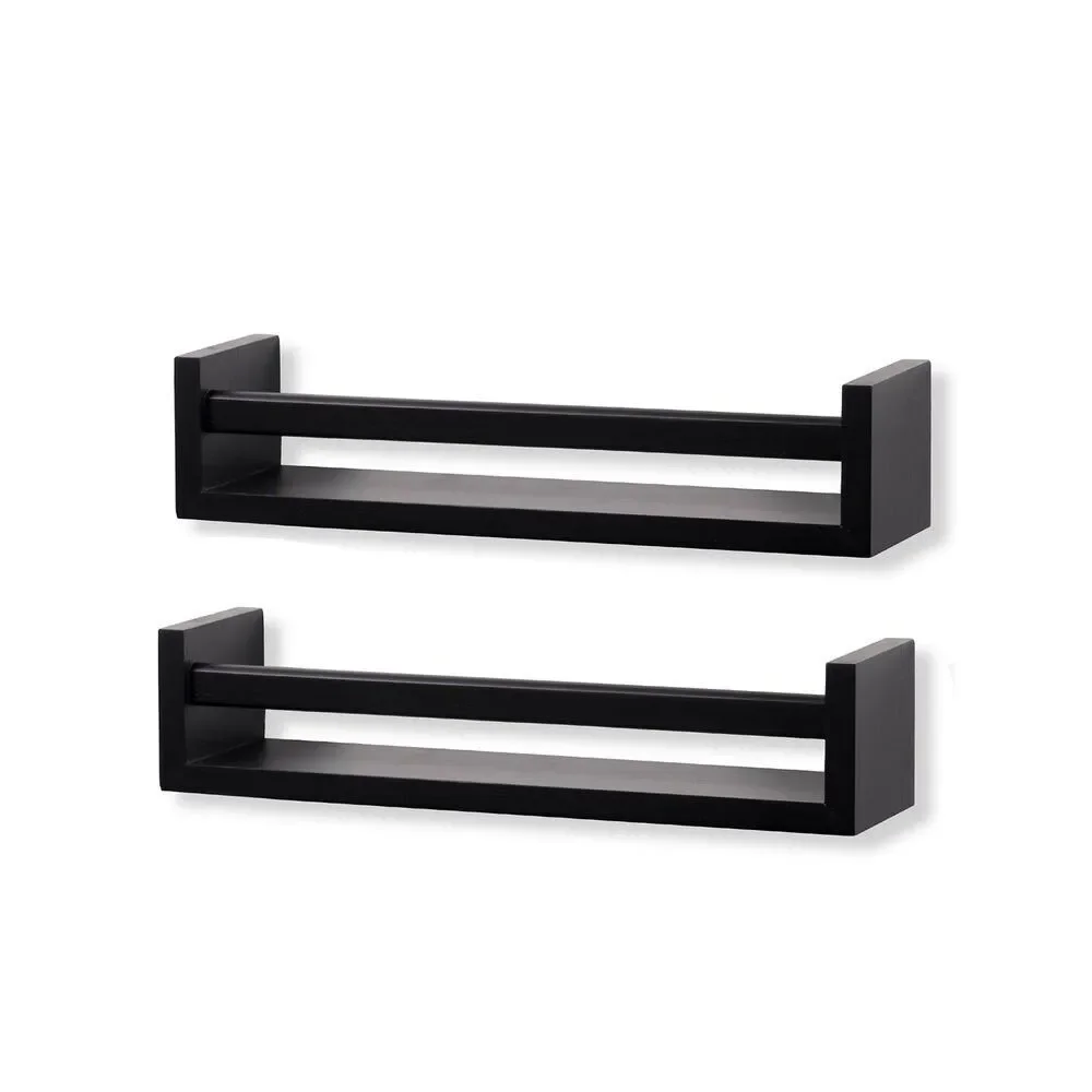 Shelves Wallniture Utah Wall Mount Kids Bookshelf Nursery Floating 2 Set Black